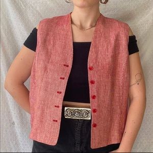 VINTAGE red houndstooth vest